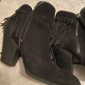 Dolce Vita Black Suede Fringe Ankle Booties